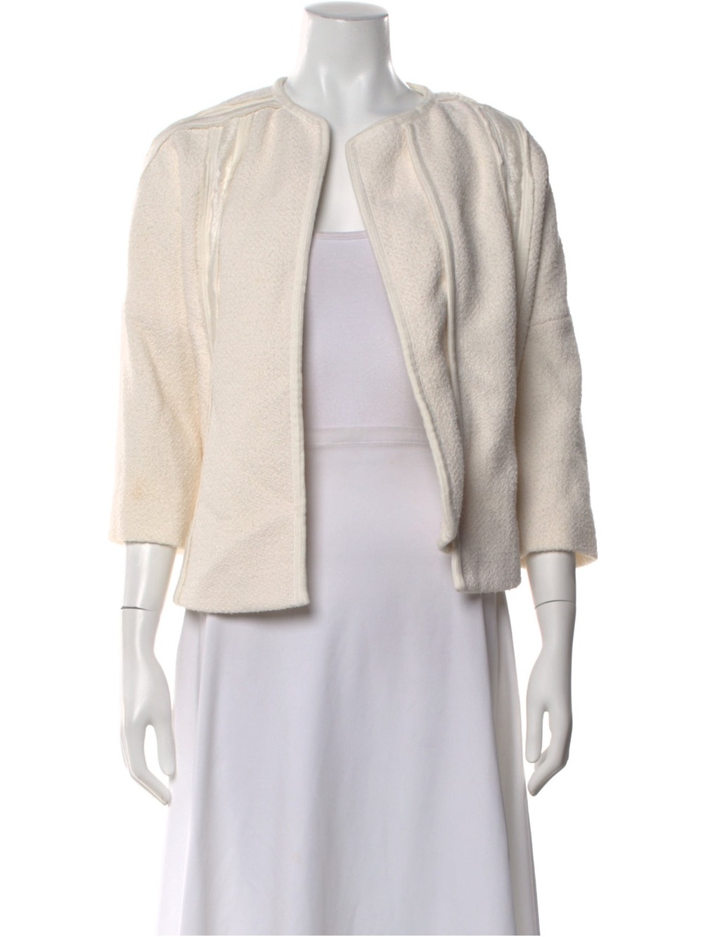 Vince Jacket Cream Open Front Textured Jacket